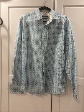 Bugatchi Men's Light Blue Micro-Print Button-Down Shirt